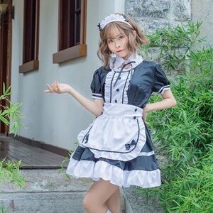 Sweet Lolita French Maid Costume Waitress Servant SZ L  Halloween Apron Cosplay